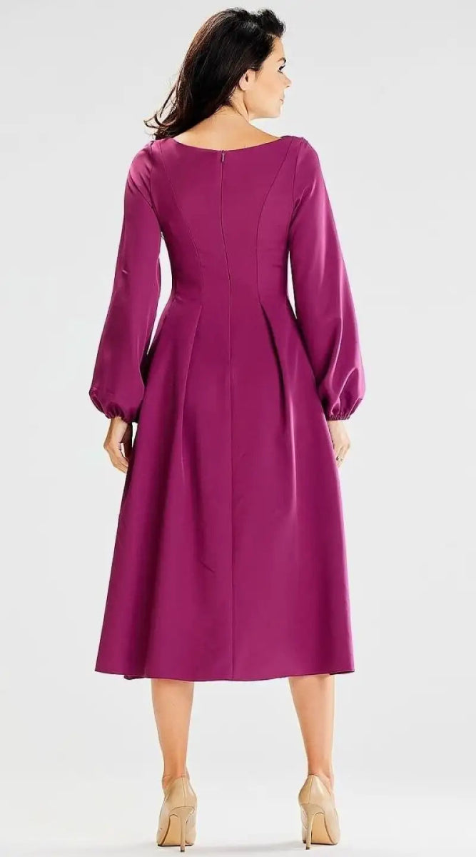 Robe habillée violet manches longues - Madame Robe