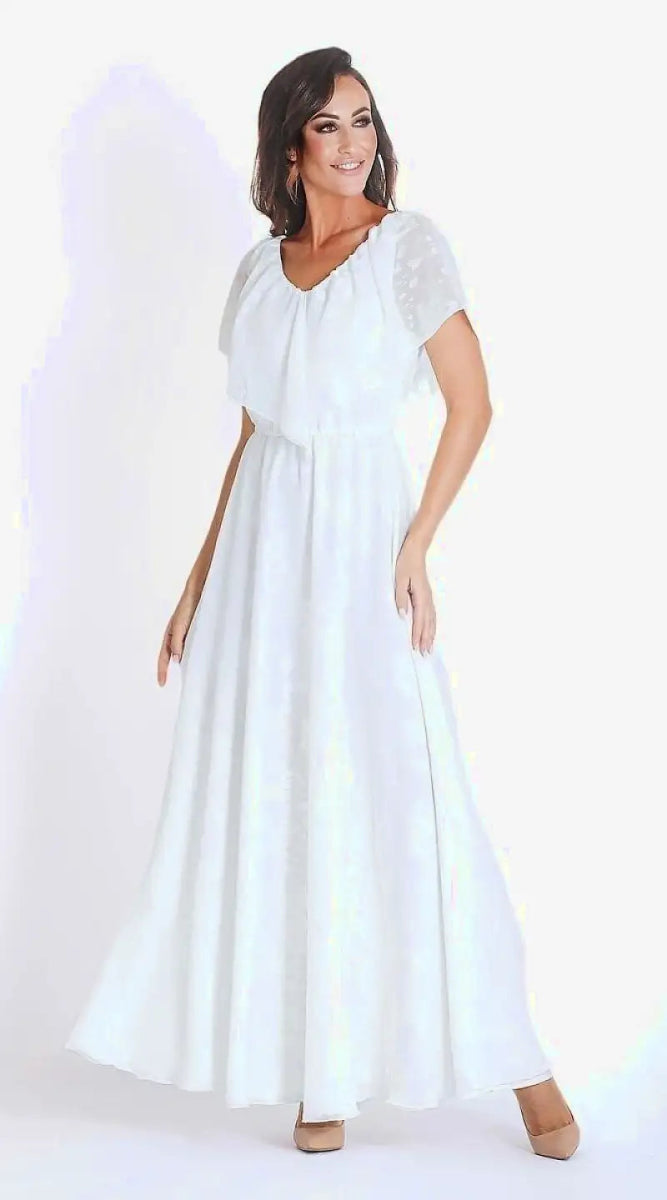 Robe longue blanche fluide - Madame Robe