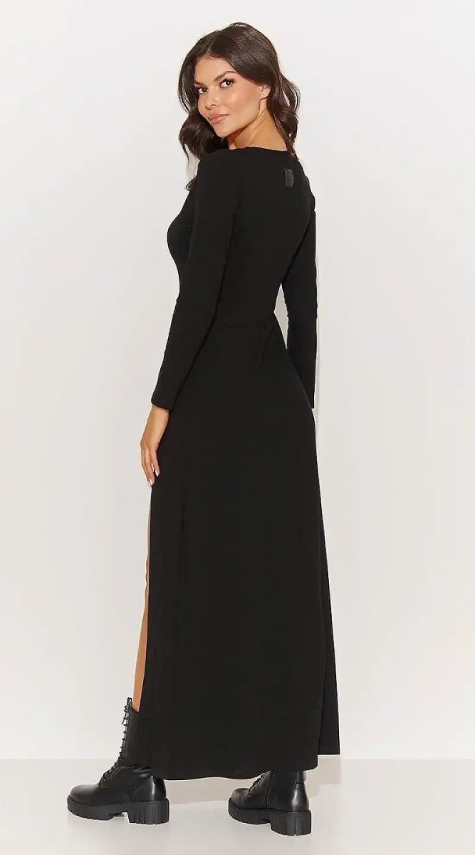 Robe longue fendue noire - Madame Robe