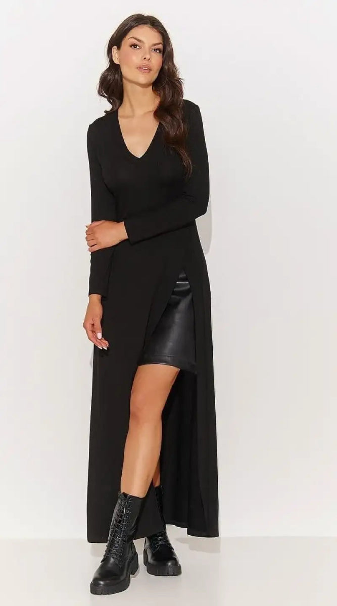 Robe longue fendue noire - Madame Robe