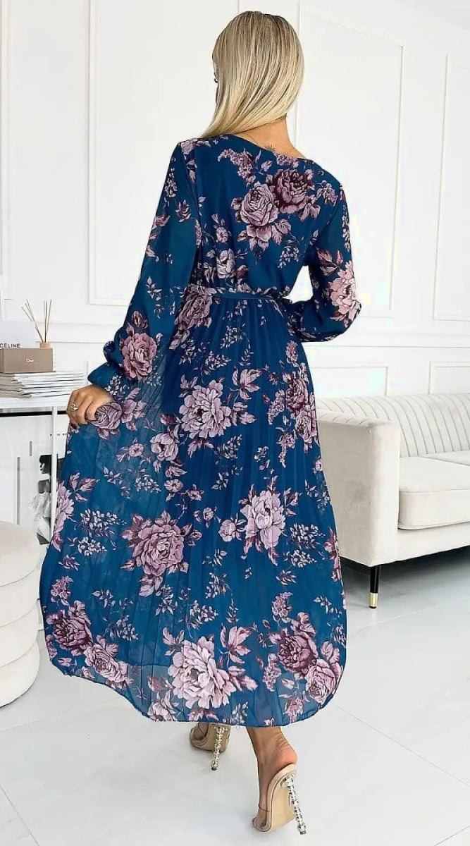 Robe longue fleurie bleue - Madame Robe