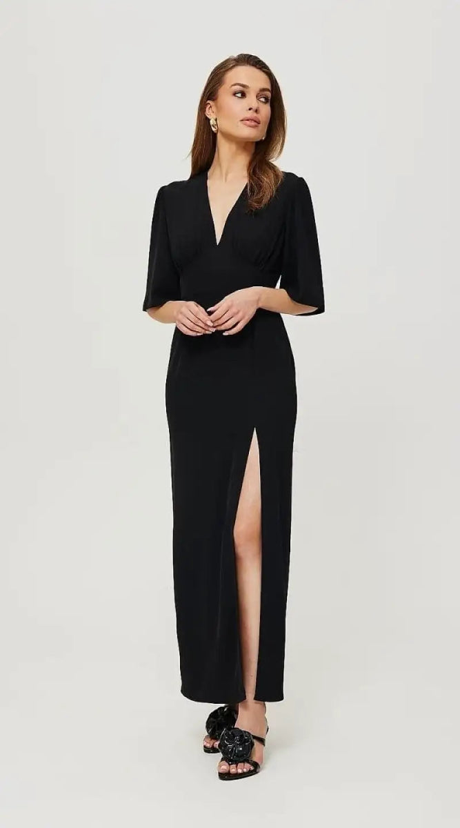 Robe longue noire taille empire - Madame Robe