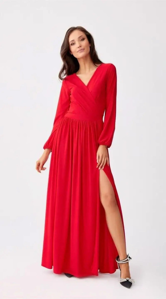 Robe longue rouge fendue - Madame Robe