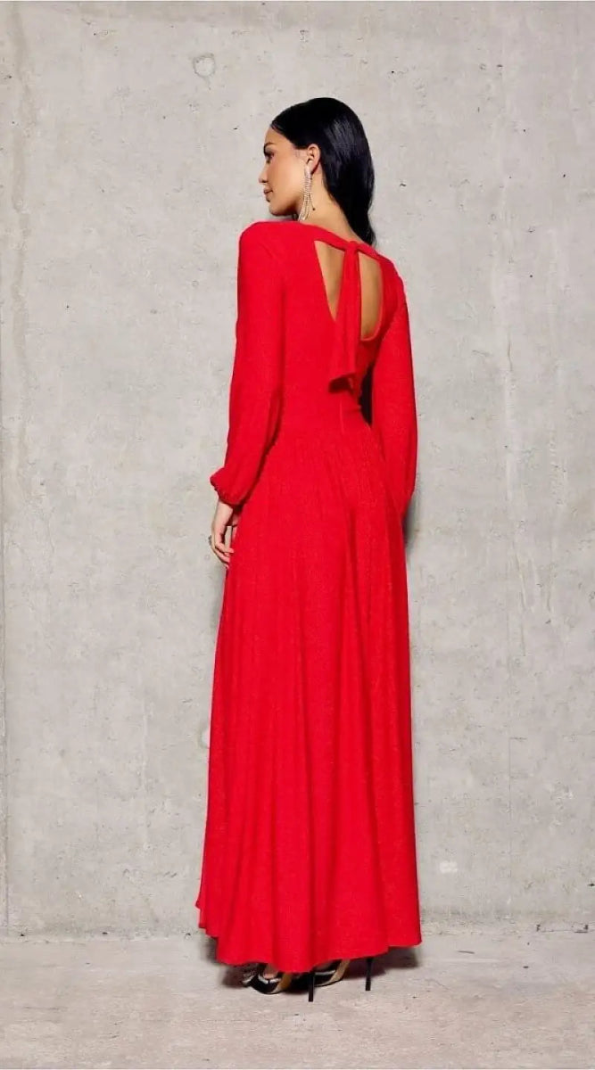 Robe longue rouge fendue - Madame Robe