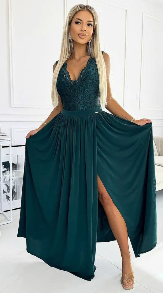 Robe longue verte foncé - Madame Robe