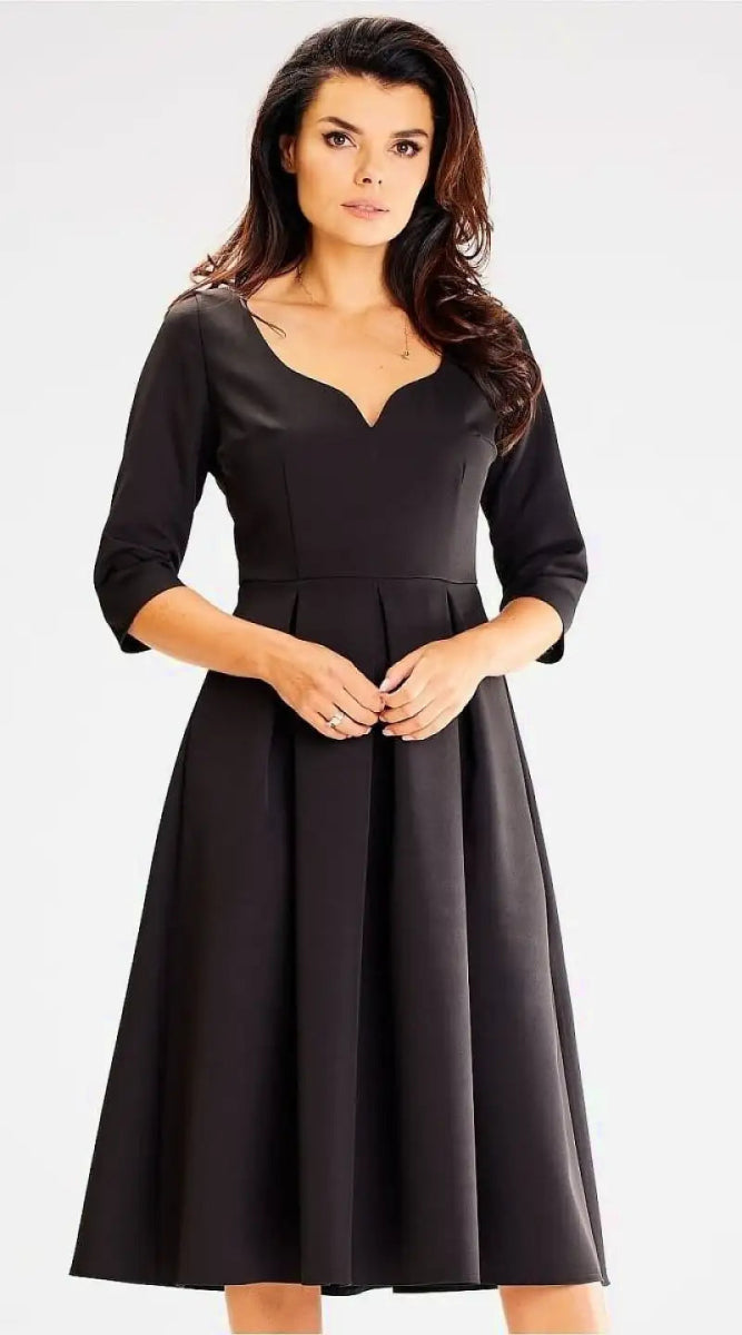 Robe noire chic mi longue - Madame Robe