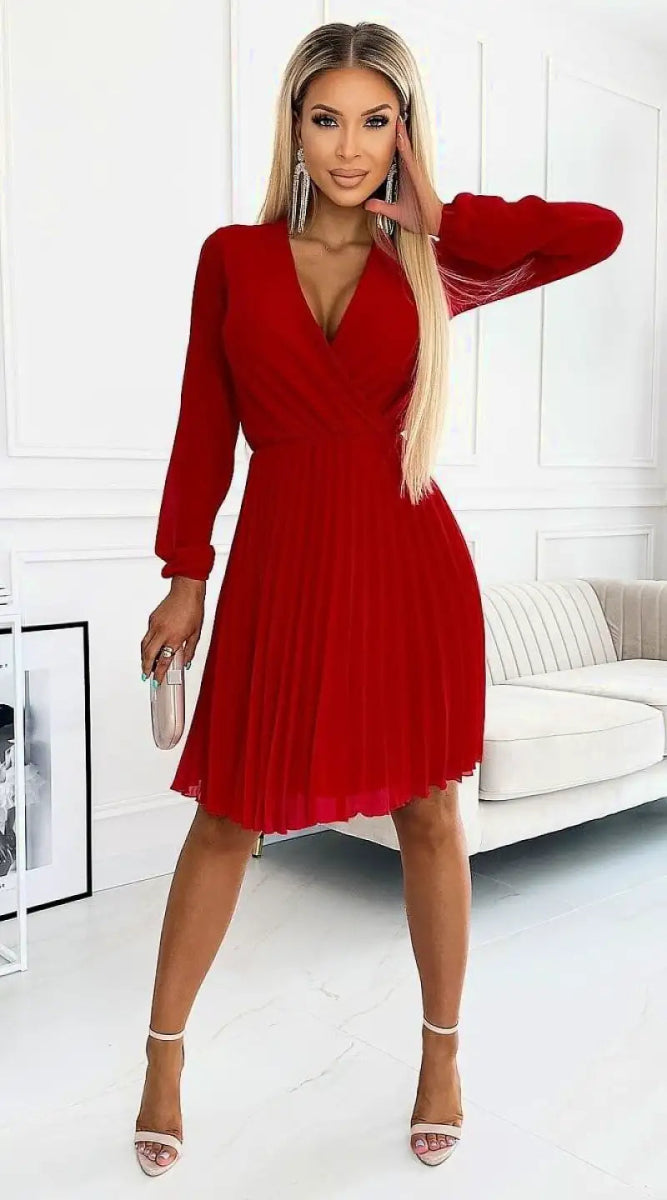 Robe plissée rouge courte - Madame Robe