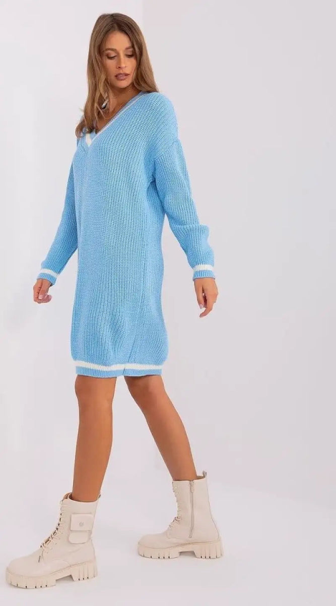 Robe pull bleu ciel - Madame Robe