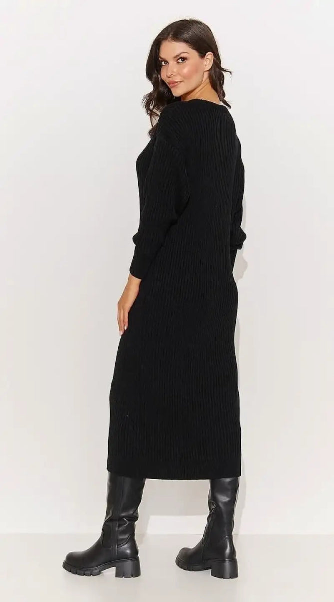 Robe pull noir longue - Madame Robe