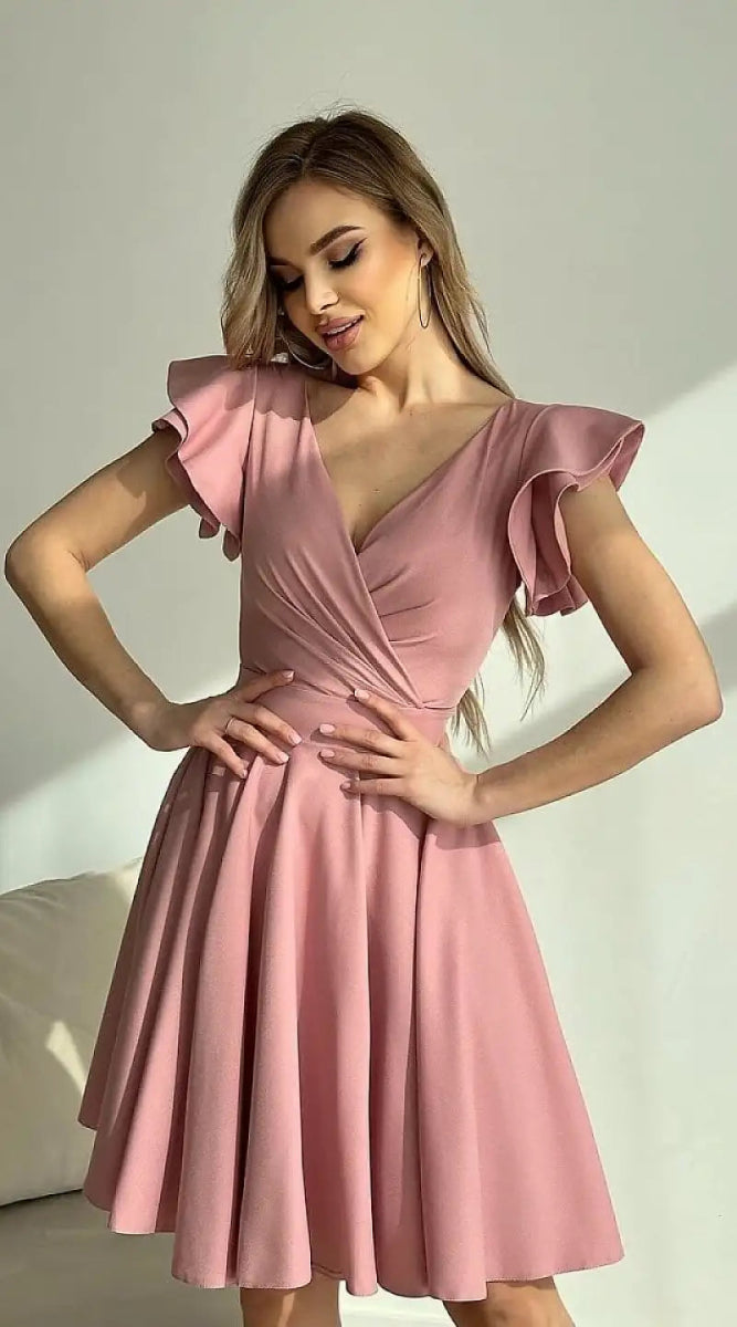 Robe rose poudré courte - Madame Robe