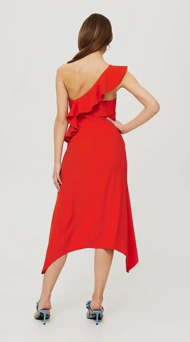 Robe rouge asymétrique - Madame Robe