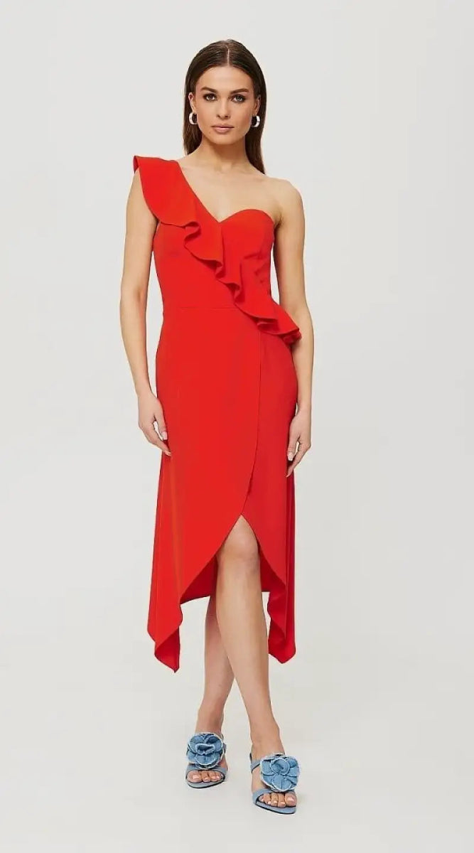 Robe rouge asymétrique - Madame Robe