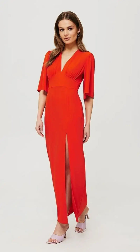 Robe rouge longue taille empire - Madame Robe