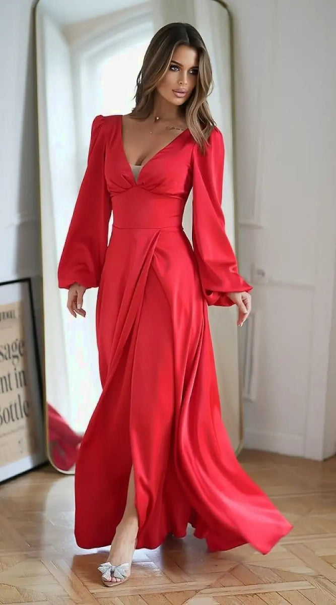 Robe rouge manches longues - Madame Robe