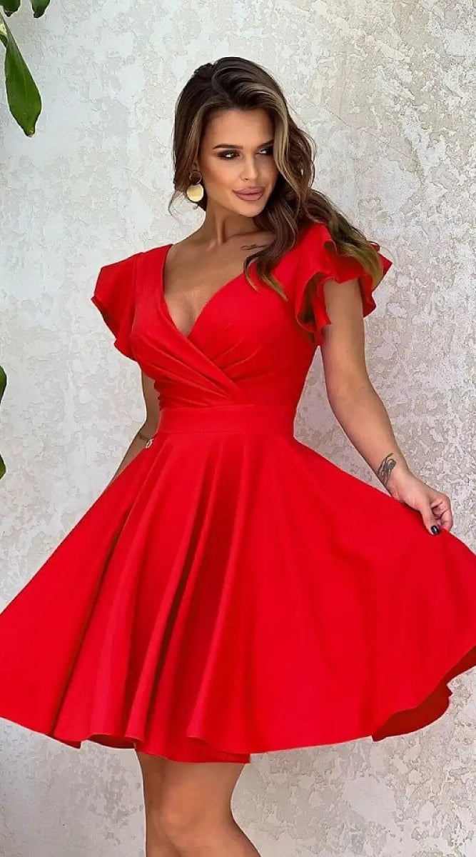 Robe rouge soirée courte - Madame Robe