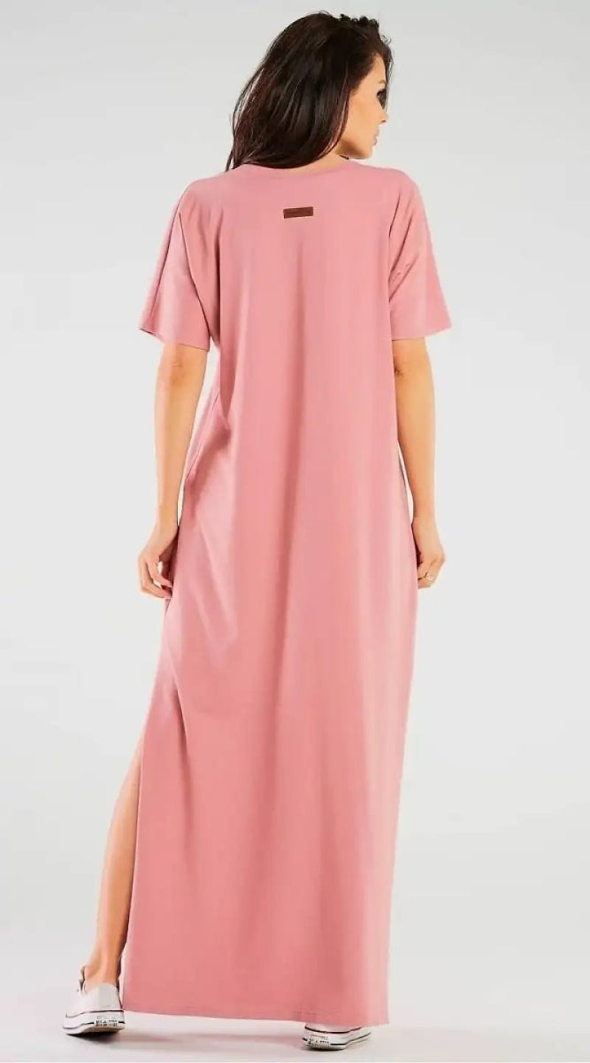 Robe T-shirt longue rose - Madame Robe