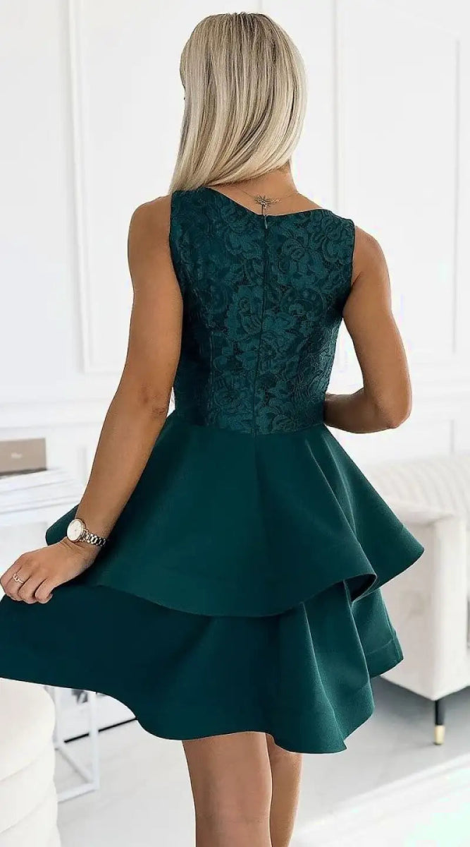 Robe vert bouteille courte - Madame Robe