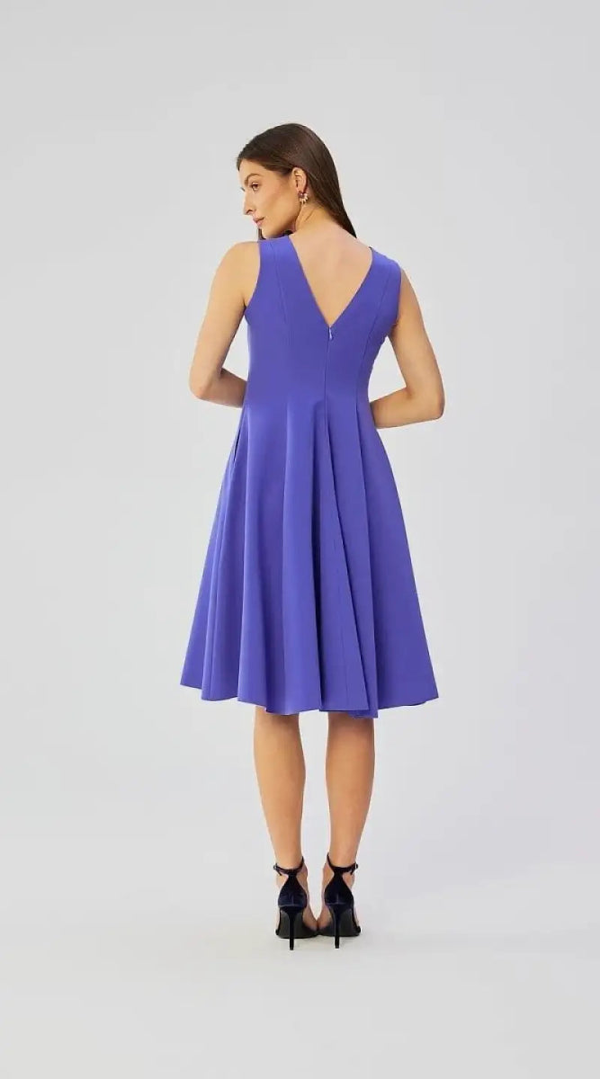 Robe violette midi sans manches - Madame Robe