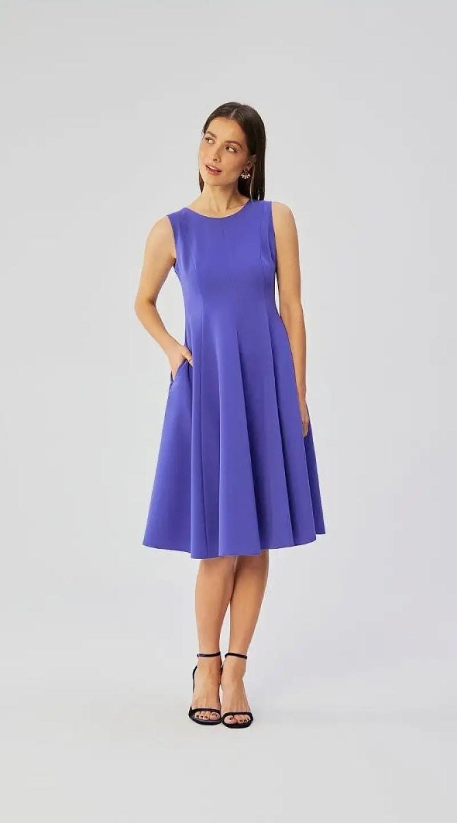 Robe violette midi sans manches - Madame Robe